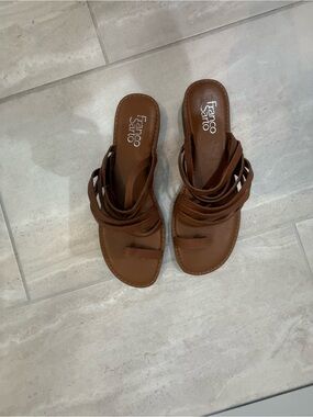 Franco Sarto Brown Multi-Strap Slide Sandals